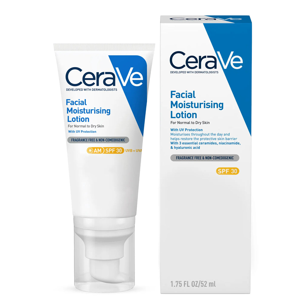 سيراف - لوشن مرطب للوجه مع واقي شمس SPF 30 للبشرة العادية إلى الجافة (52 مل)   