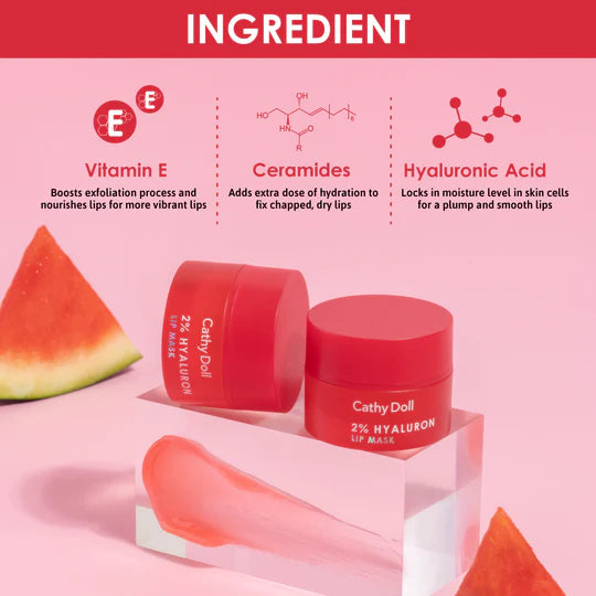 CATHY DOLL 2% HYALURON LIP MASK WATERMELON 4.5G